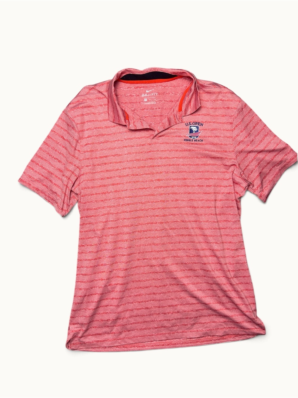 Nike Dri-FIT U.S. Open Pebble Beach 2019 Polo Red Stripe Men’s M Golf